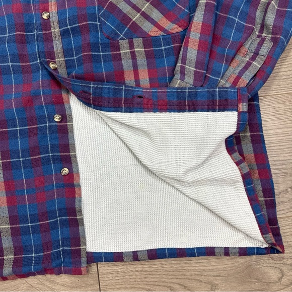 Vintage Northern Spirit Thermal Lined Flannel Blue Red Button Up Men’s Sz Large - Picture 2 of 8